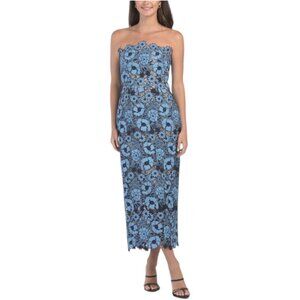 RENE BY RENE RUIZ Strapless Lace Tea Length Dress